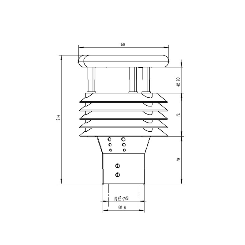 五參數(shù)氣象傳感器產品尺寸圖